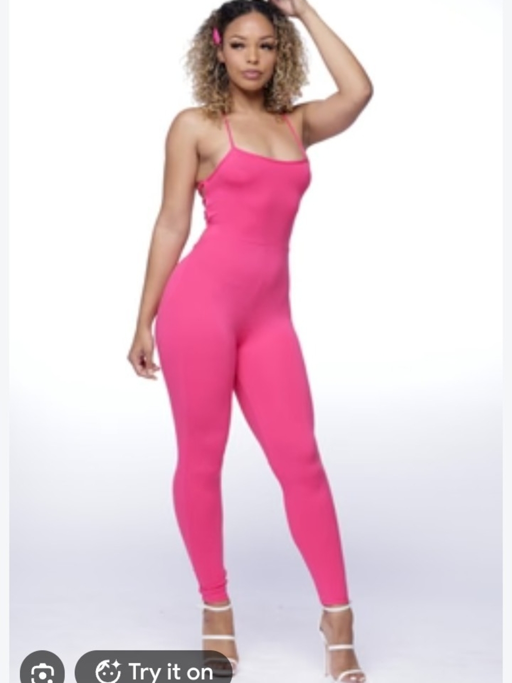 Forever 21 Hot Pink Slim Spaghetti-Strap Jumpsuit